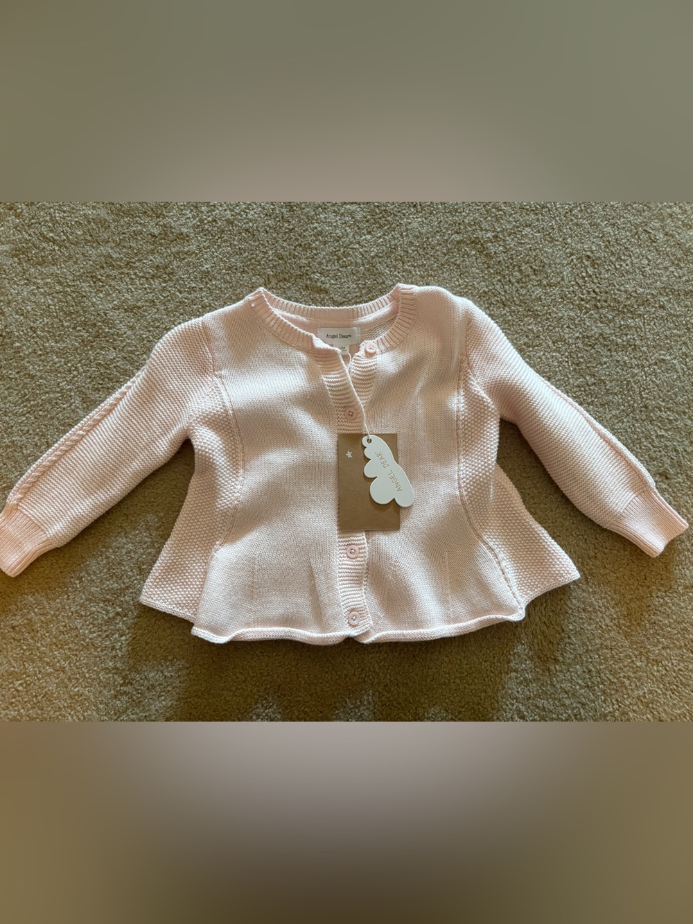 Angel Dear Pale Pink Knit Peplum Cardigan